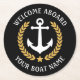 Posavasos Redondo De Papel Bienvenida a bordo Nombre del barco Anchor Laurel  (Anverso)