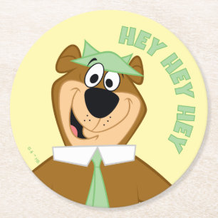 Posavasos Redondo De Papel Bienvenida del oso Yogi