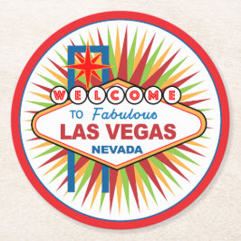 Posavasos Redondo De Papel Bienvenidos a Las Vegas Nevada
