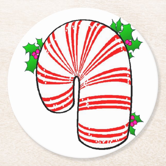 Posavasos Redondo De Papel Big Fat Candy Cane (Anverso)