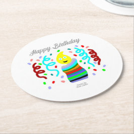 Posavasos Redondo De Papel Birthday Candle Greetings Round Paper Coaster