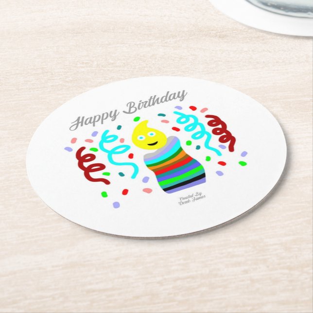Posavasos Redondo De Papel Birthday Candle Greetings Round Paper Coaster (En perspectiva)