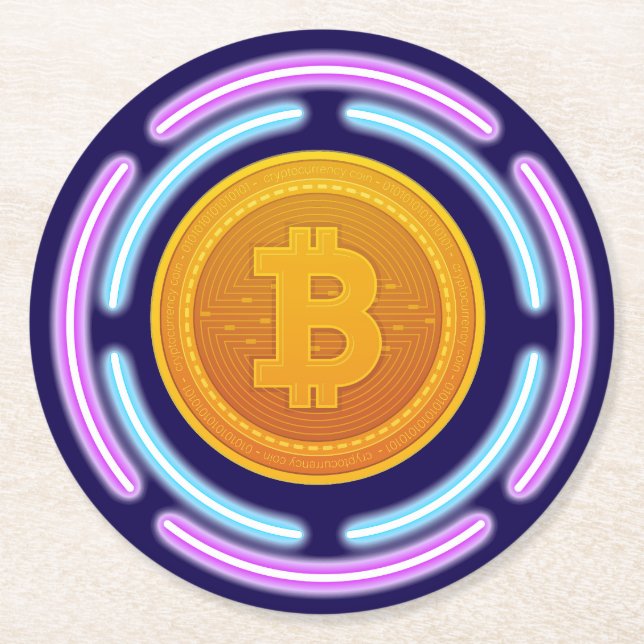 POSAVASOS REDONDO DE PAPEL BITCOIN (Anverso)
