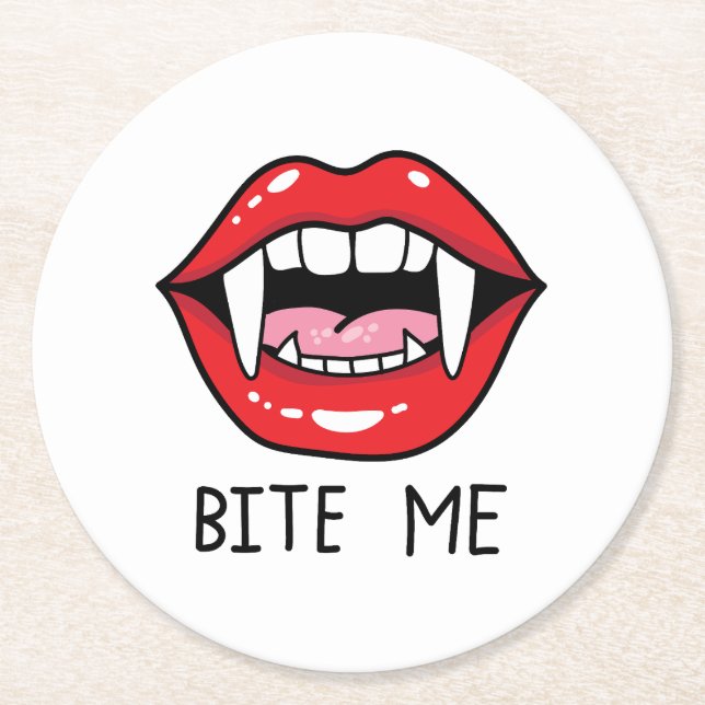 Posavasos Redondo De Papel Bite me  (Anverso)