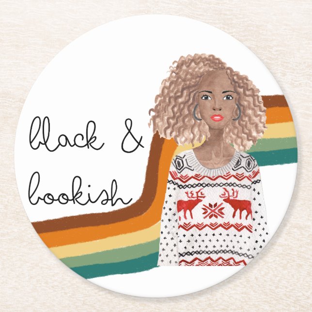 Posavasos Redondo De Papel Black Book Lover Blonde Curly Hair (Anverso)