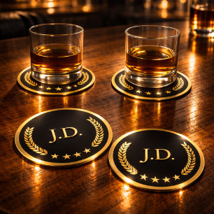 Posavasos Redondo De Papel Black & Gold Casino – Soltero o Cumpleaños 40