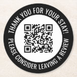 Posavasos Redondo De Papel Black Gracias y Escanearme código QR promocional<br><div class="desc">Máscaras de código QR promocionales para pequeñas empresas con un borde negro y tu propio código QR y texto personalizado en una curva alrededor de tu código QR. Gracias por su botón de promoción de estancia personalizado con su código QR y texto personalizado.</div>