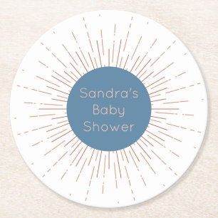 Posavasos Redondo De Papel Blue Boho Sun