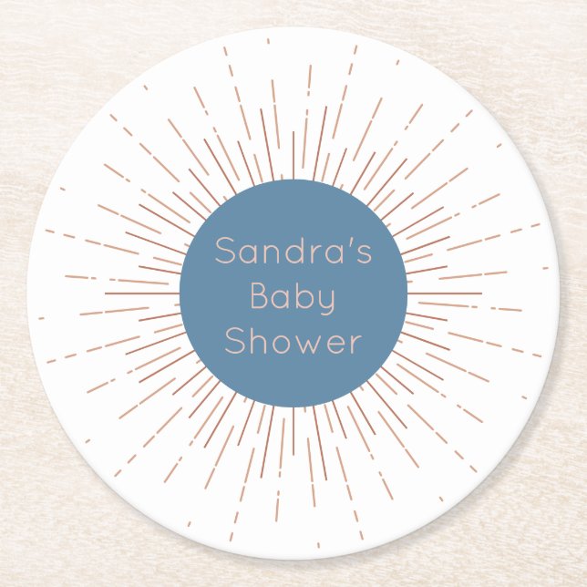Posavasos Redondo De Papel Blue Boho Sun (Anverso)