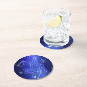 Posavasos Redondo De Papel Blue Marine Subwater Jellyfish World