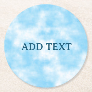 Posavasos Redondo De Papel Blue Sky and Cloud Art Personalizado