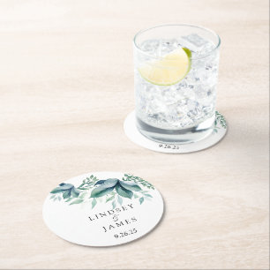 Posavasos Redondo De Papel Boda