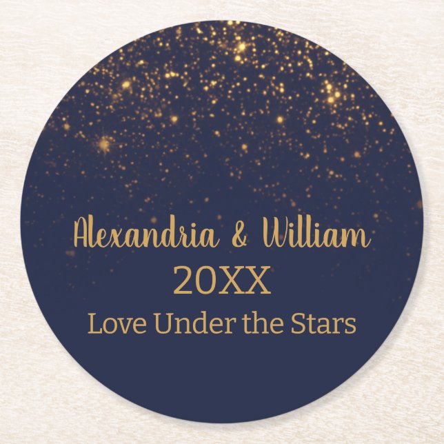 Posavasos Redondo De Papel Boda bajo la bandera de la Armada de las Estrellas (Anverso)