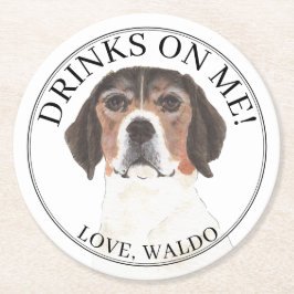 Posavasos Redondo De Papel Boda Beagle personalizado