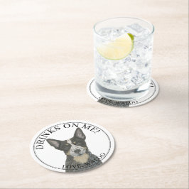 Posavasos Redondo De Papel Boda Blue Australian Cattledog Heeler