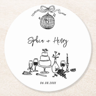 Posavasos Redondo De Papel Boda caprichoso y caprichoso