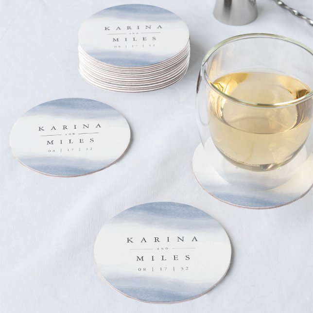 Posavasos Redondo De Papel Boda de acuarela costera de Tide Ebb (Subido por el creador)