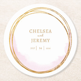 Posavasos Redondo De Papel Boda de diseño de acuarela de flores silvestres br