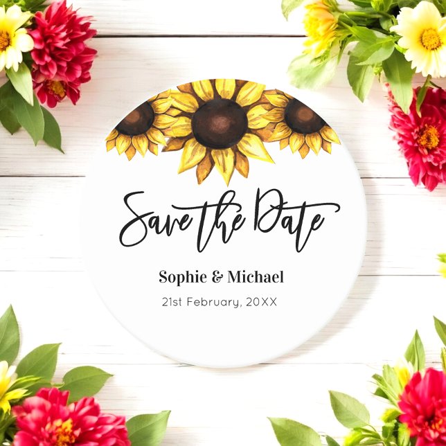 Posavasos Redondo De Papel Boda de fechas para salvar el girasol (Subido por el creador)