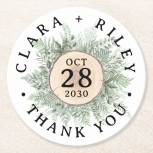 Posavasos Redondo De Papel Boda de Floral de acuarela de color ruidoso gracia