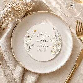Posavasos Redondo De Papel Boda de flores silvestres elegantes