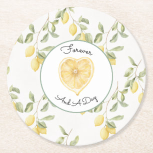Posavasos Redondo De Papel Boda de Frutas de Limones Amarillos