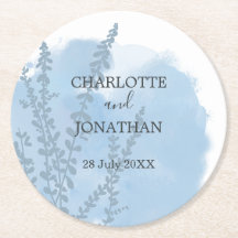 Boda de lavado de acuarela azul celestial