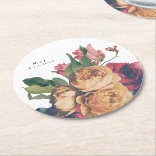 Posavasos Redondo De Papel Boda de mesa de Rosas antiguos