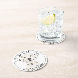 Posavasos Redondo De Papel Boda de perro dálmata personalizada