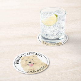 Posavasos Redondo De Papel Boda de perros Chow Chow Personalizado