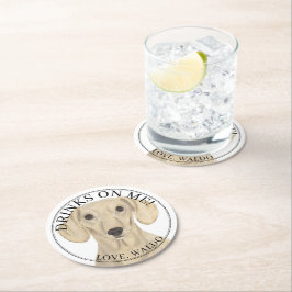 Posavasos Redondo De Papel Boda de perros Dachshund Cream Smooth Cream Person