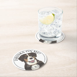 Posavasos Redondo De Papel Boda de Perros de la Montaña Entlebucher personali