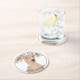 Posavasos Redondo De Papel Boda de Pinscher alemán personalizado