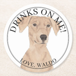 Posavasos Redondo De Papel Boda de Pinscher alemán personalizado