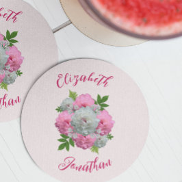 Posavasos Redondo De Papel Boda de ramo de peonía
