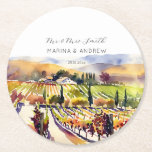 Posavasos Redondo De Papel Boda de viñedos de Napa Valley favorece la vajilla<br><div class="desc">Boda acuarela de Napa Valley favorece la presentación personalizada de embutidos de papel</div>