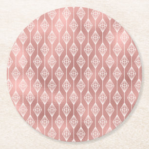 Posavasos Redondo De Papel Boda Diamante Boho Rosa Fiesta de Boda Tribal