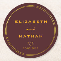 Boda elegante Minimalista de Borgoña y Oro