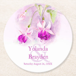 Posavasos Redondo De Papel Boda fuchsia acuarela estampadores de papel