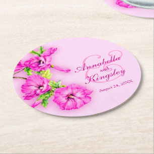 Posavasos Redondo De Papel Boda hibiscus copas de papel color agua rosa