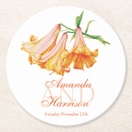 Posavasos Redondo De Papel Boda lily bell acuarela estampadores de papel de a