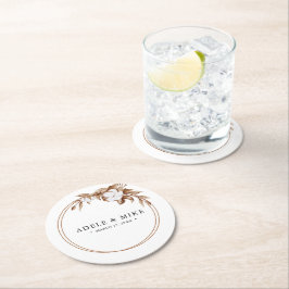 Posavasos Redondo De Papel Boda moderno Minimalista de pampas Grass Bouquet