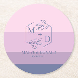 Posavasos Redondo De Papel boda monograma 
