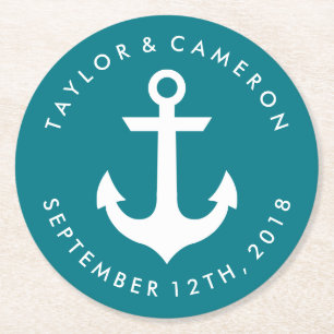 Posavasos Redondo De Papel Boda Nautical