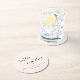 Posavasos Redondo De Papel Boda Neutral Moderna Terrosa