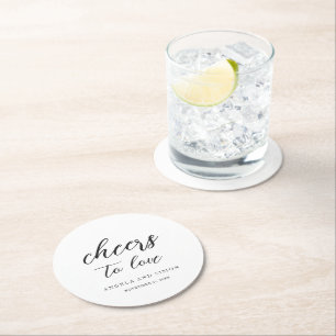 Posavasos Redondo De Papel Boda Neutral Moderna y Elegante