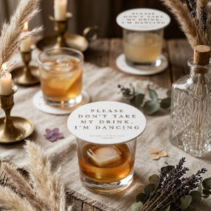 Posavasos Redondo De Papel Boda Personalizada con Letra Moderna Rústica