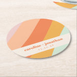 Posavasos Redondo De Papel Boda personalizada de arte geométrico Retro Pastel<br><div class="desc">Retro Pastel Arte Geométrico Maqueta Redonda Papel Redondo</div>