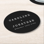 Posavasos Redondo De Papel Boda personalizada de máquina de escribir negra re<br><div class="desc">Máster retro de papel de máquina de escribir Minimalista tipo de casamiento personalizado de papel redondo en negro</div>
