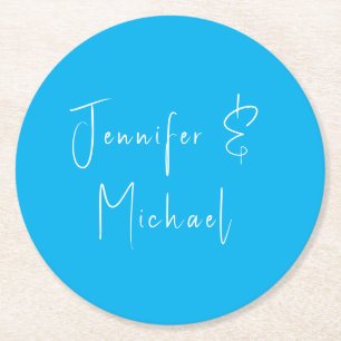 Posavasos Redondo De Papel Boda Profesional Clásico Sky Blue